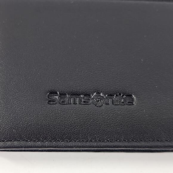 Samsonite Bi-Fold Leather Business Card Holder Wallet Mens Black Small - Picture 2 of 6